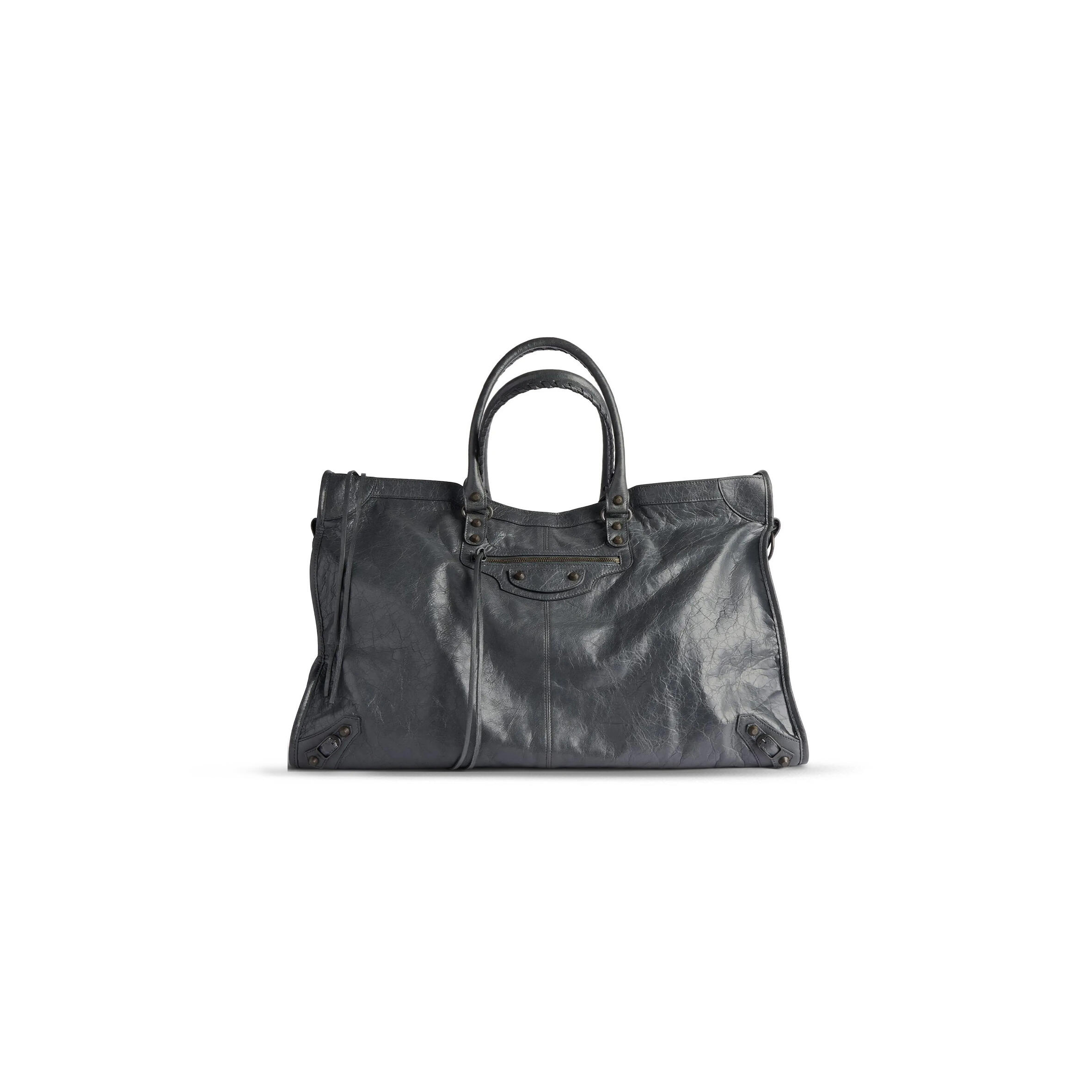 BALENCIAGA WOMEN'S LE CITY TRAVEL BAG MEDIUM IN VOLCANIC ROCK 8230582ABEK1251 (37*23.4*14.9cm)